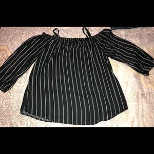 Cute black with white stripes blouse.